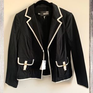 NWT Love Moschino Black and White Utility Blazer